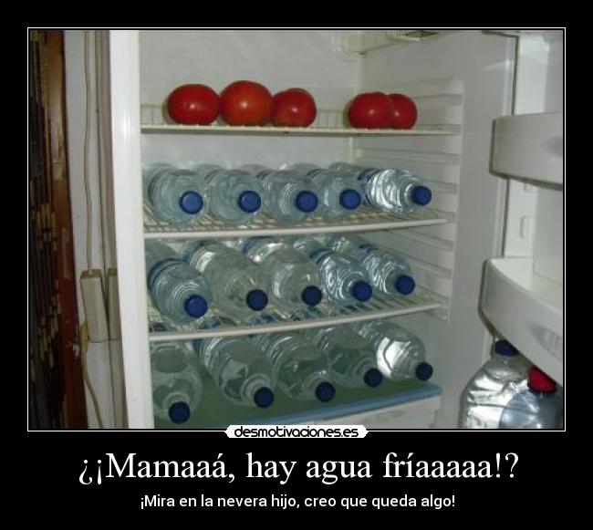 ¿¡Mamaaá, hay agua fríaaaaa!? - ¡Mira en la nevera hijo, creo que queda algo!
