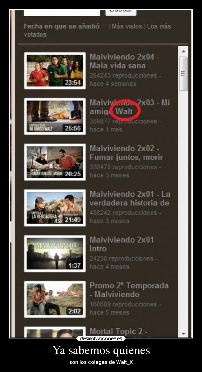 Ya sabemos quienes - son los colegas de Walt_K