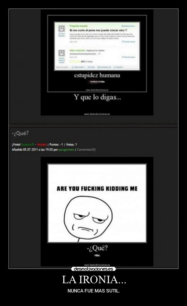 LA IRONIA... - NUNCA FUE MAS SUTIL.