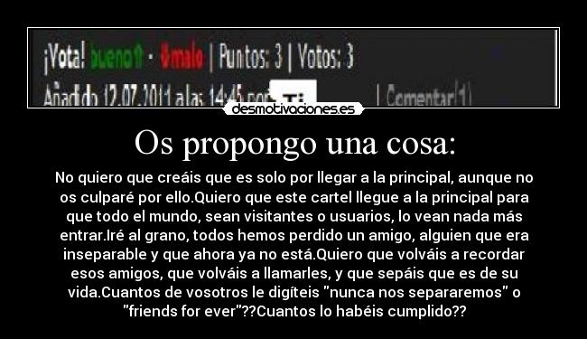 Os propongo una cosa: -