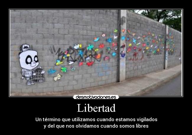 Libertad - Un término que utilizamos cuando estamos vigilados
y del que nos olvidamos cuando somos libres