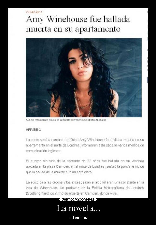 carteles amy winehouse fue hallada muerta departamento desmotivaciones
