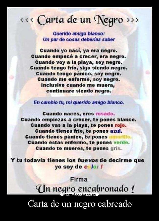 Carta de un negro cabreado -
