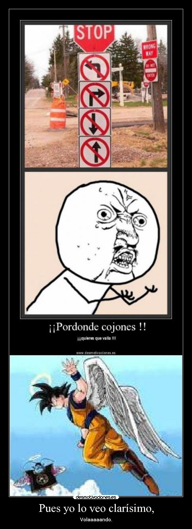 carteles goku dragon ball volar direccion movimiento senal trafico cartel desmotivaciones