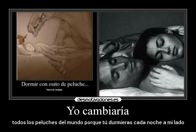 Yo cambiaría - todos los peluches del mundo porque tú durmieras cada noche a mi lado