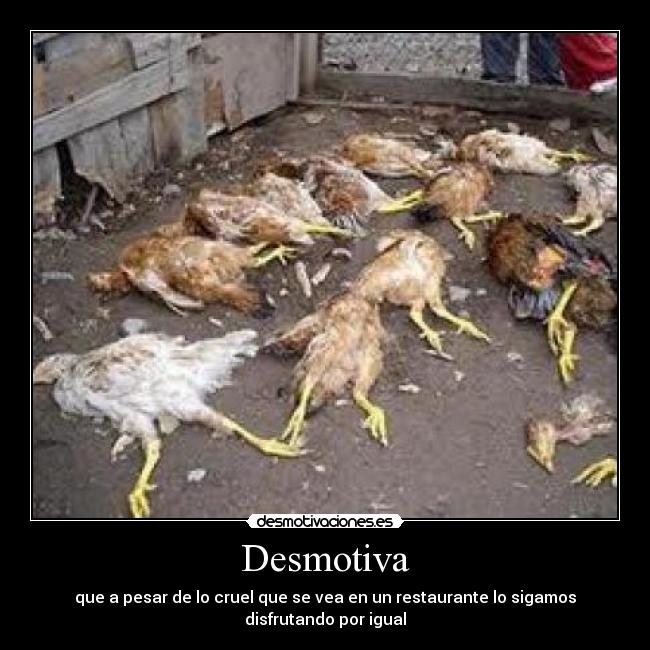 Desmotiva - que a pesar de lo cruel que se vea en un restaurante lo sigamos disfrutando por igual
