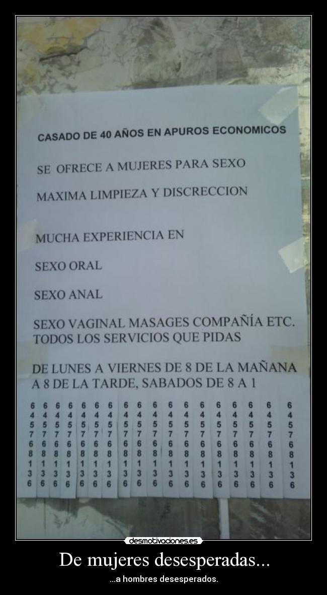 De mujeres desesperadas... - ...a hombres desesperados.