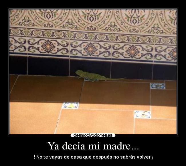 Ya decía mi madre... - ! No te vayas de casa que después no sabrás volver ¡