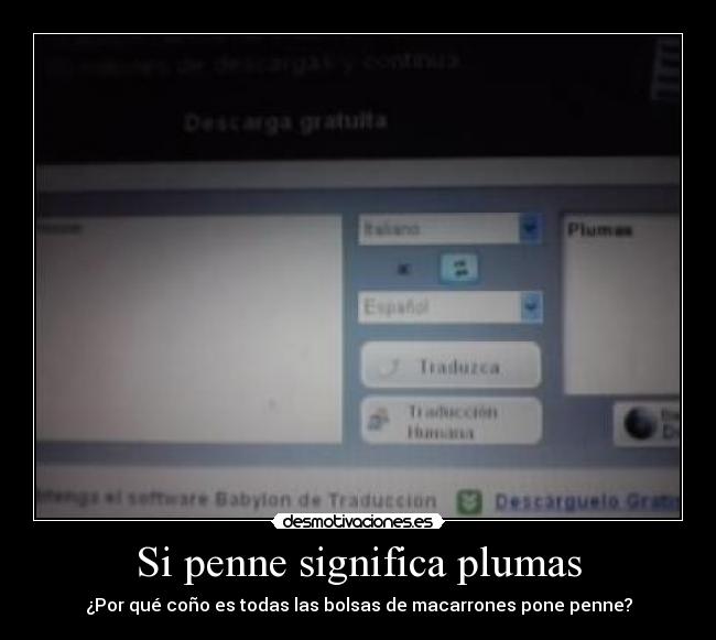 Si penne significa plumas - 