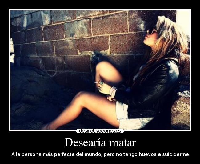 Desearía matar - A la persona más perfecta del mundo, pero no tengo huevos a suicidarme