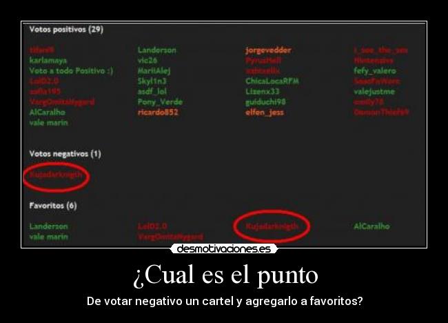 ¿Cual es el punto - De votar negativo un cartel y agregarlo a favoritos?