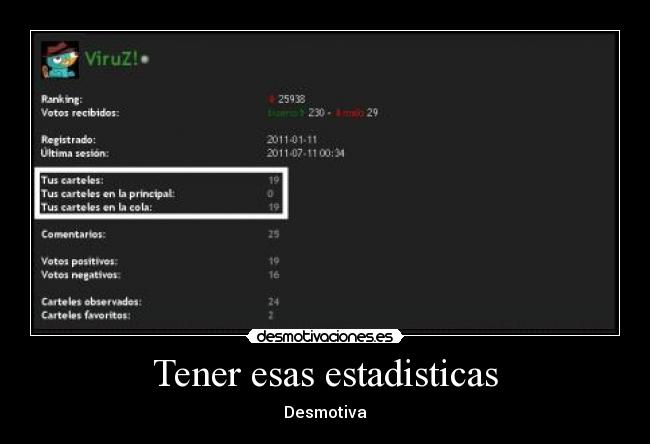 Tener esas estadisticas - Desmotiva