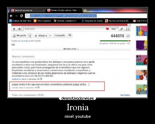 Ironia - nivel: youtube