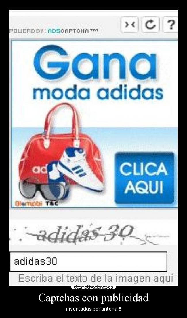 Captchas con publicidad - inventadas por antena 3