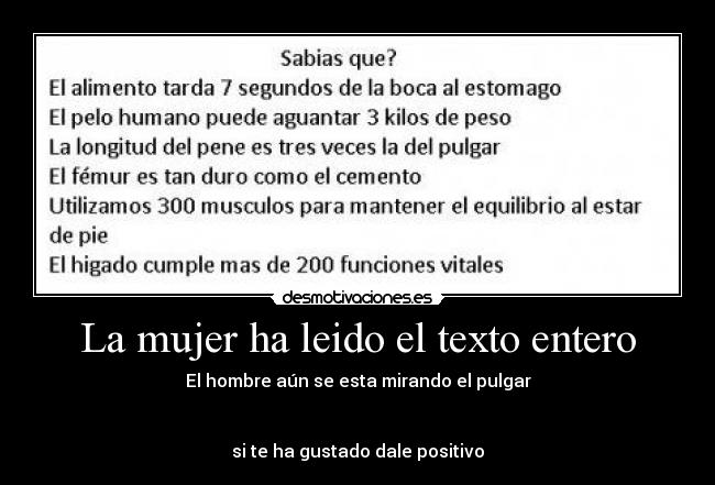 La mujer ha leido el texto entero -