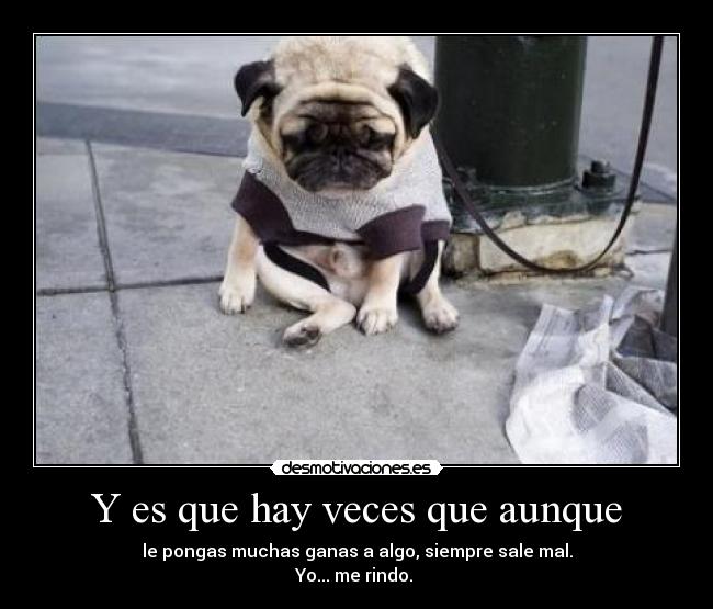 Y es que hay veces que aunque - le pongas muchas ganas a algo, siempre sale mal.
Yo... me rindo.