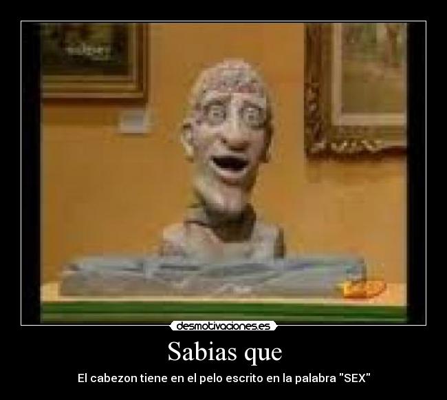 Sabias que - El cabezon tiene en el pelo escrito en la palabra SEX