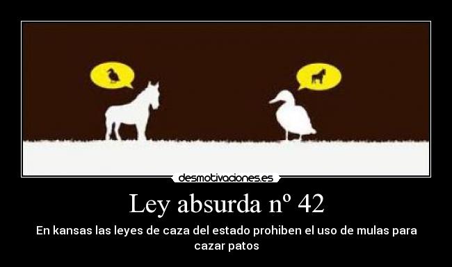 Ley absurda nº 42 - En kansas las leyes de caza del estado prohiben el uso de mulas para cazar patos