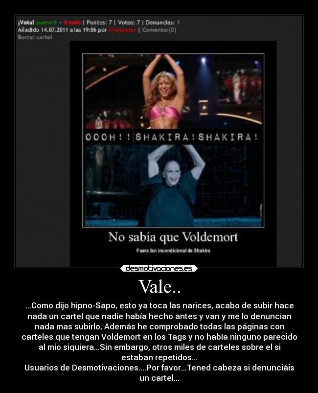 carteles ovejeador queja shakira voldemort denuncia plagio tag desmotivaciones