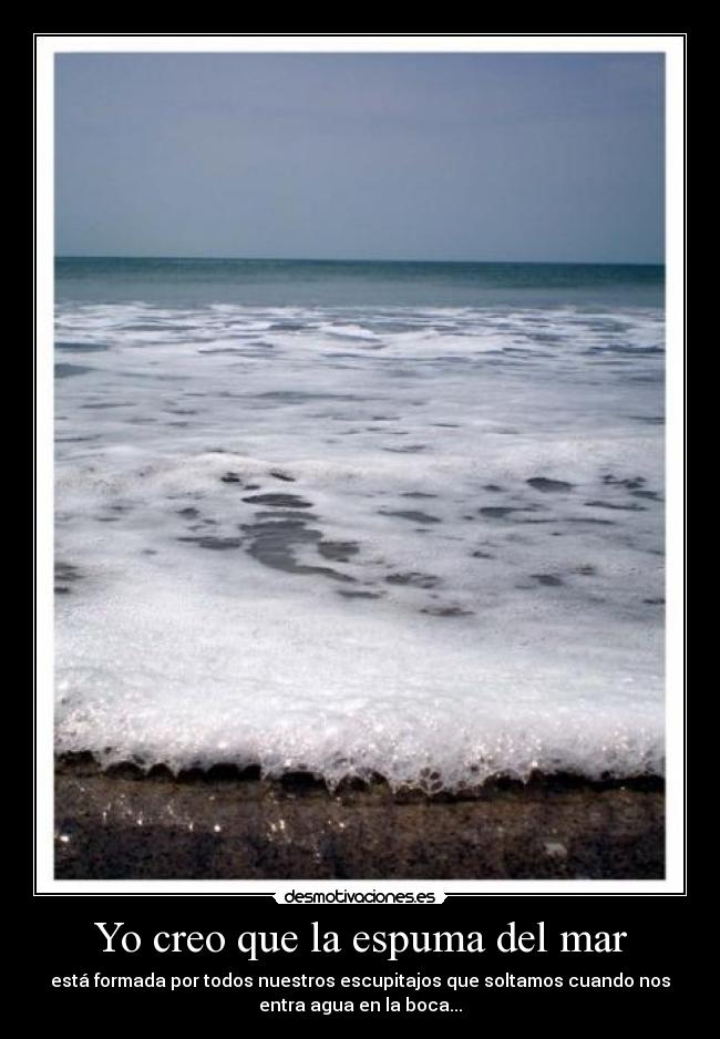 Yo creo que la espuma del mar - está formada por todos nuestros escupitajos que soltamos cuando nos
entra agua en la boca...