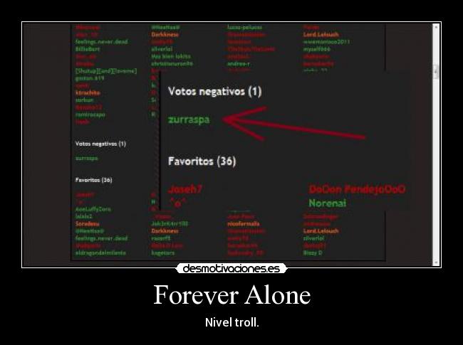 Forever Alone - Nivel troll.