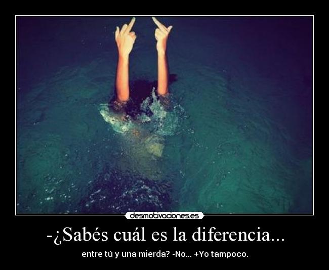 -¿Sabés cuál es la diferencia... - entre tú y una mierda? -No... +Yo tampoco.