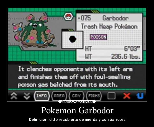 Pokemon Garbodor - Definición: ditto recubierto de mierda y con barrotes