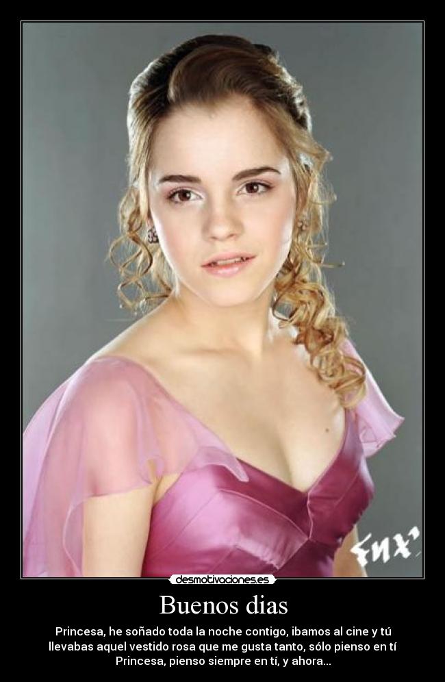 carteles vida bella hermione rosa vestido buenos dias princesa desmotivaciones