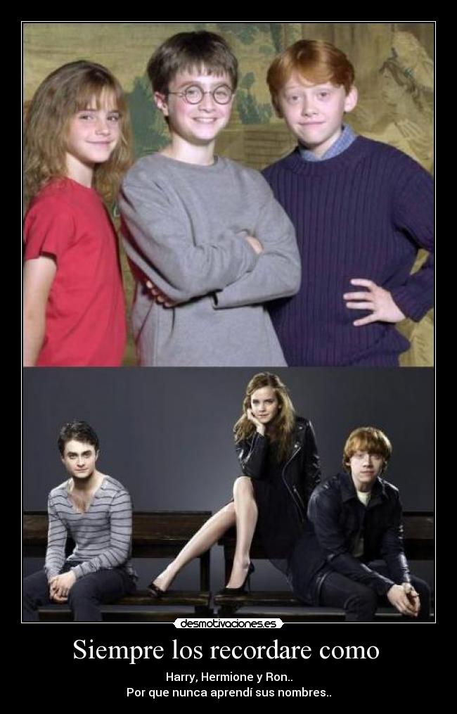 Siempre los recordare como  - Harry, Hermione y Ron..
Por que nunca aprendí sus nombres..