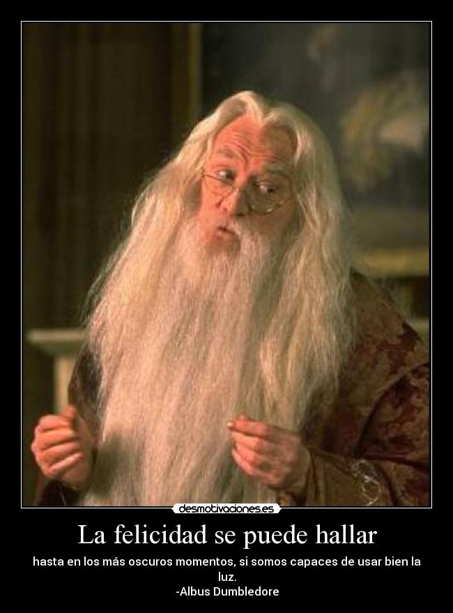 La felicidad se puede hallar - hasta en los más oscuros momentos, si somos capaces de usar bien la luz.
-Albus Dumbledore