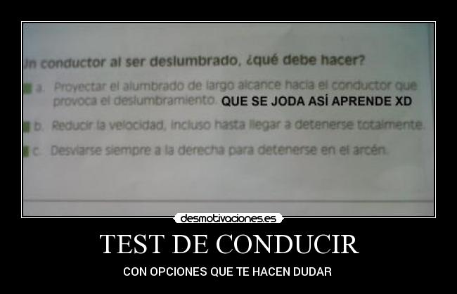 TEST DE CONDUCIR - CON OPCIONES QUE TE HACEN DUDAR 
