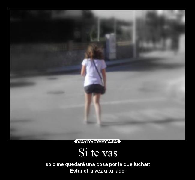 Si te vas - solo me quedará una cosa por la que luchar:
Estar otra vez a tu lado.