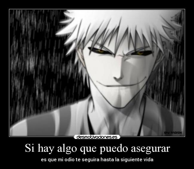 Si hay algo que puedo asegurar - es que mi odio te seguira hasta la siguiente vida
