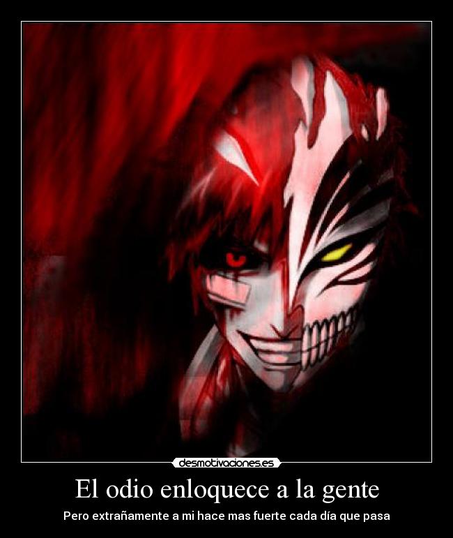 carteles odio bleach hollow ichigo arrancar odio reflexion anime desmotivaciones