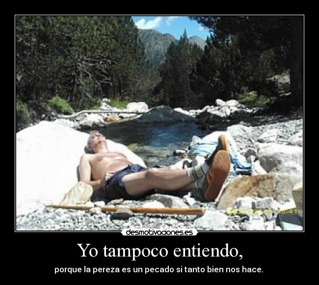 Yo tampoco entiendo, - porque la pereza es un pecado si tanto bien nos hace. 