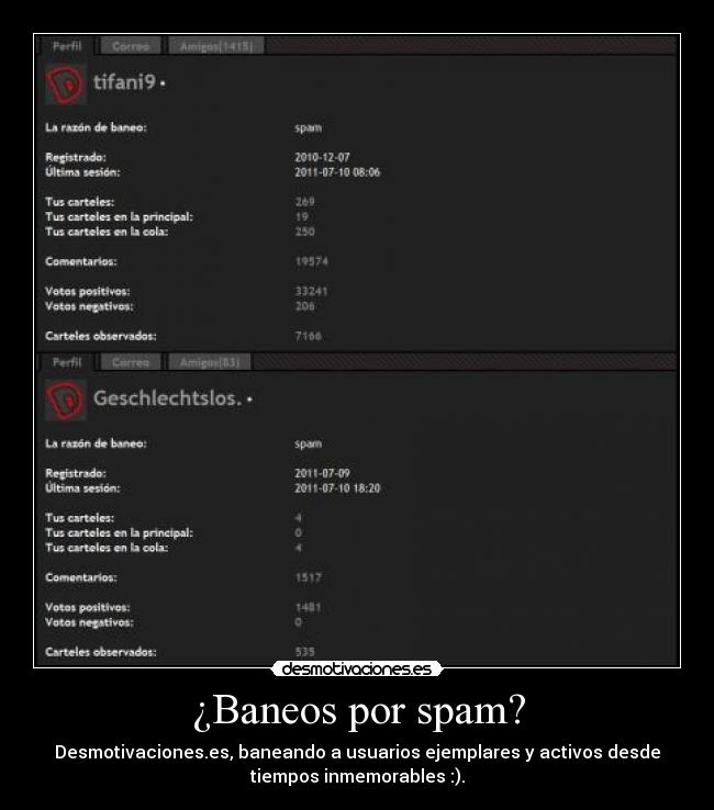 ¿Baneos por spam? -