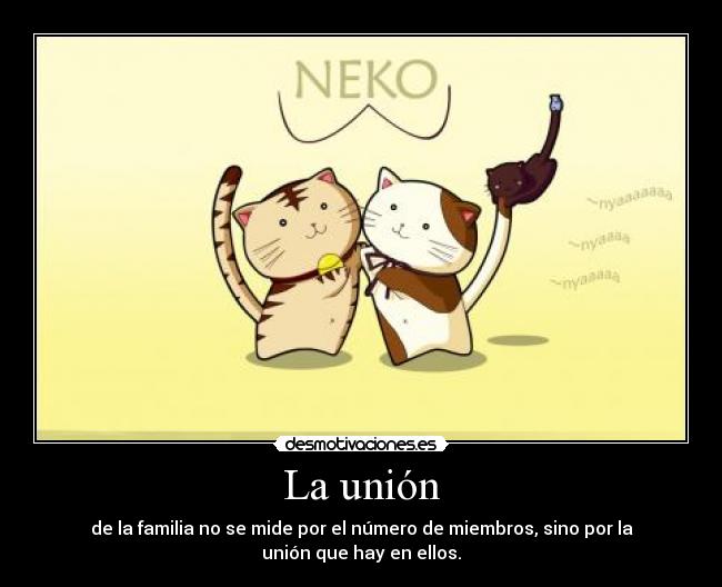 La unión - de la familia no se mide por el número de miembros, sino por la
unión que hay en ellos.