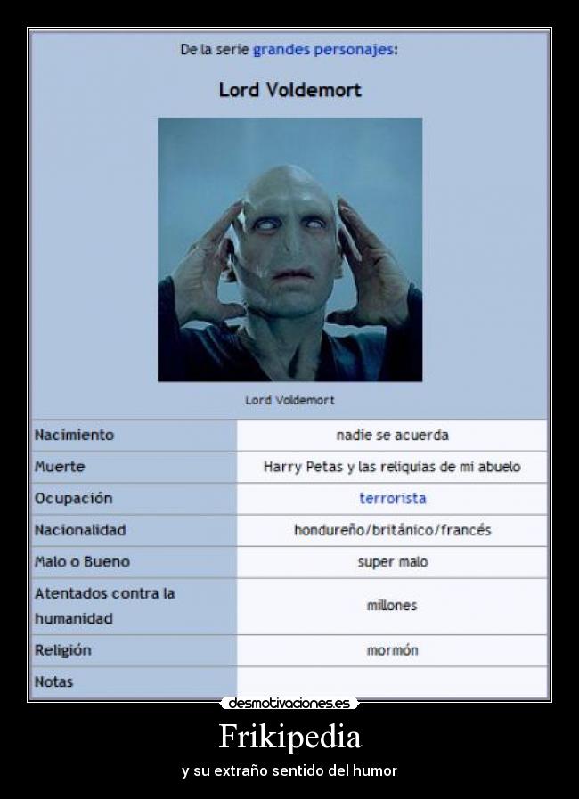 carteles frikipedia voldermort harrty potter desmotivaciones