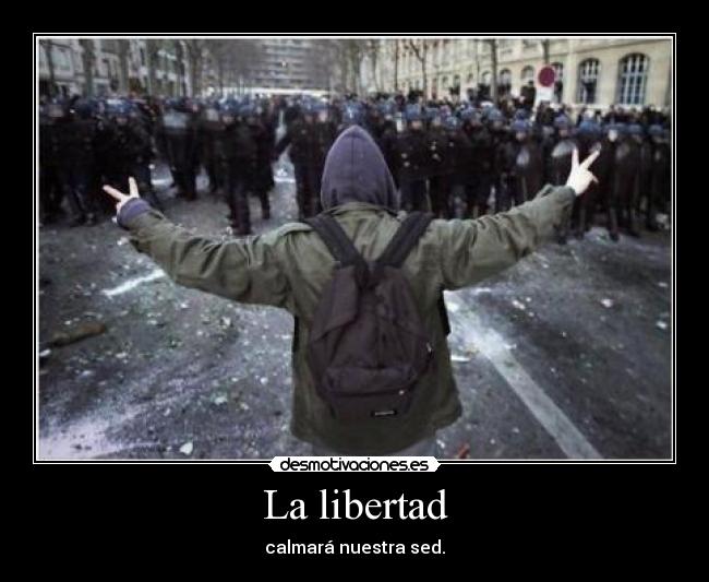 carteles libertad libertad calmara nuestra sed policia desmotivaciones