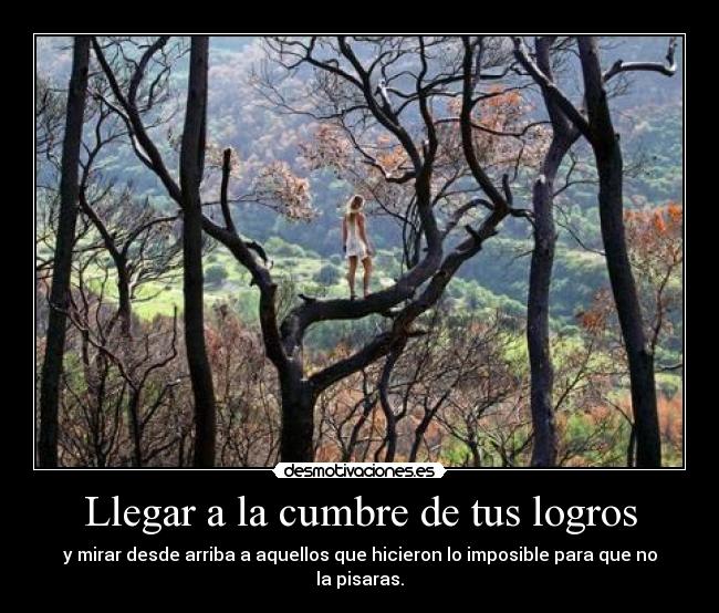 Llegar a la cumbre de tus logros - y mirar desde arriba a aquellos que hicieron lo imposible para que no la pisaras.