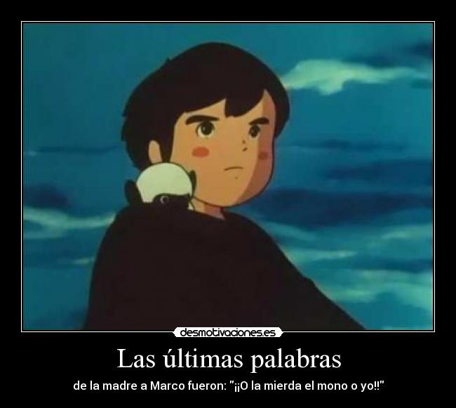 Las últimas palabras - de la madre a Marco fueron: ¡¡O la mierda el mono o yo!!