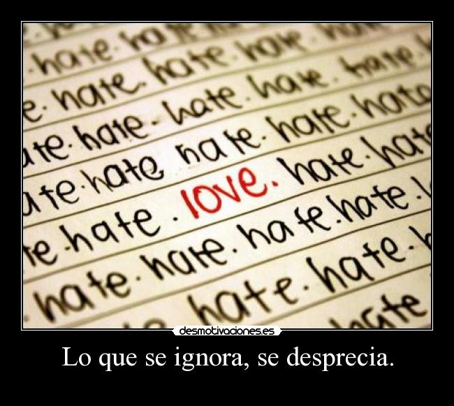 Lo que se ignora, se desprecia. - 