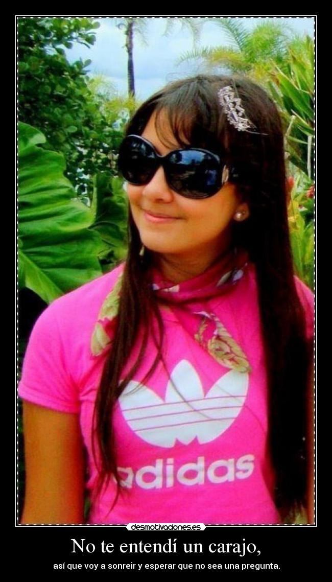 No te entendí un carajo, - así que voy a sonreir y esperar que no sea una pregunta.