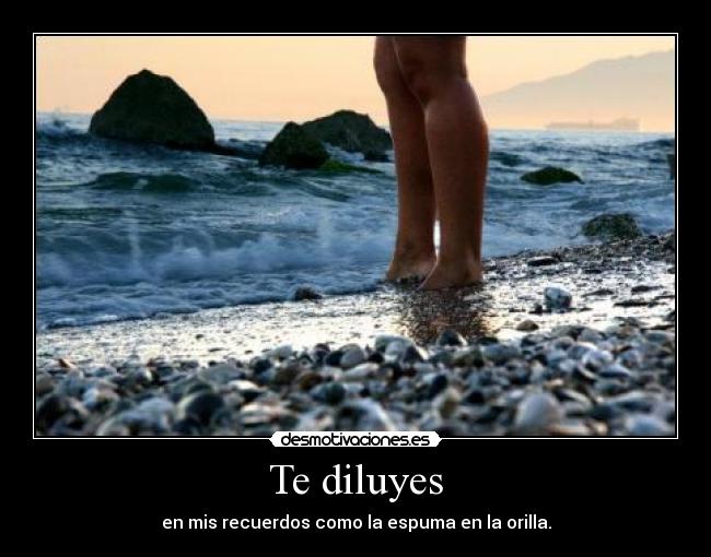 Te diluyes - en mis recuerdos como la espuma en la orilla.