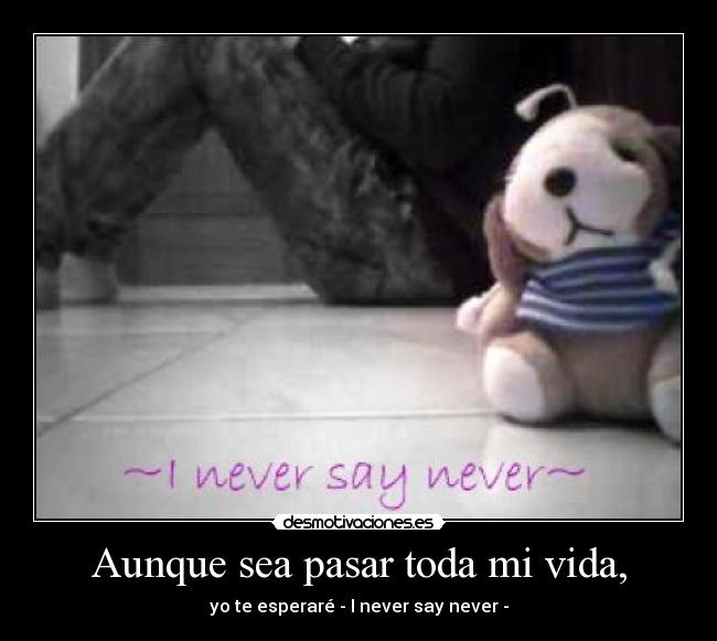 Aunque sea pasar toda mi vida, - yo te esperaré - I never say never -
