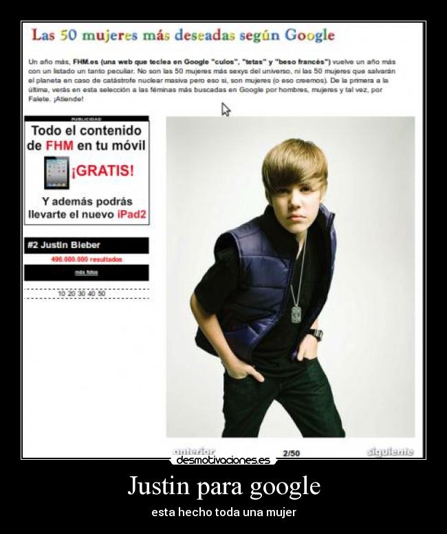 Justin para google -