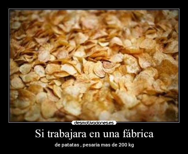 Si trabajara en una fábrica - de patatas , pesaría mas de 200 kg