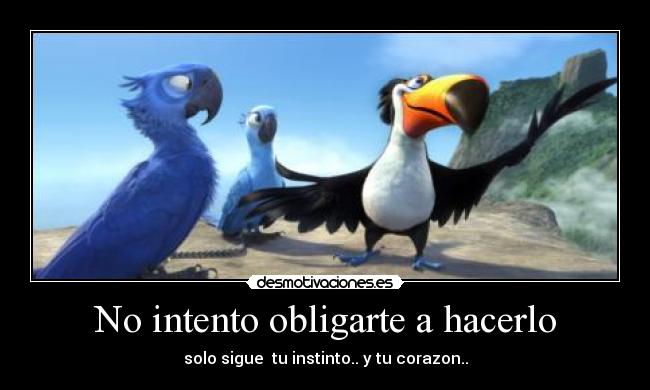No intento obligarte a hacerlo - solo sigue  tu instinto.. y tu corazon..