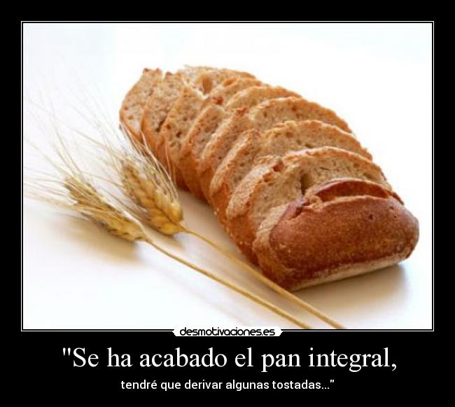 Se ha acabado el pan integral, - tendré que derivar algunas tostadas...