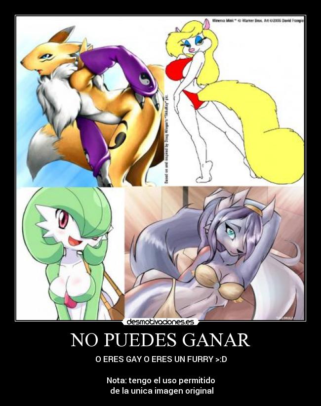 NO PUEDES GANAR - O ERES GAY O ERES UN FURRY >:D

Nota: tengo el uso permitido
 de la unica imagen original